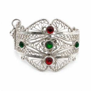 Vintage Handcrafted Berber Filigree Cuff Bracelet: Kabyle Plated Silver Jewelry