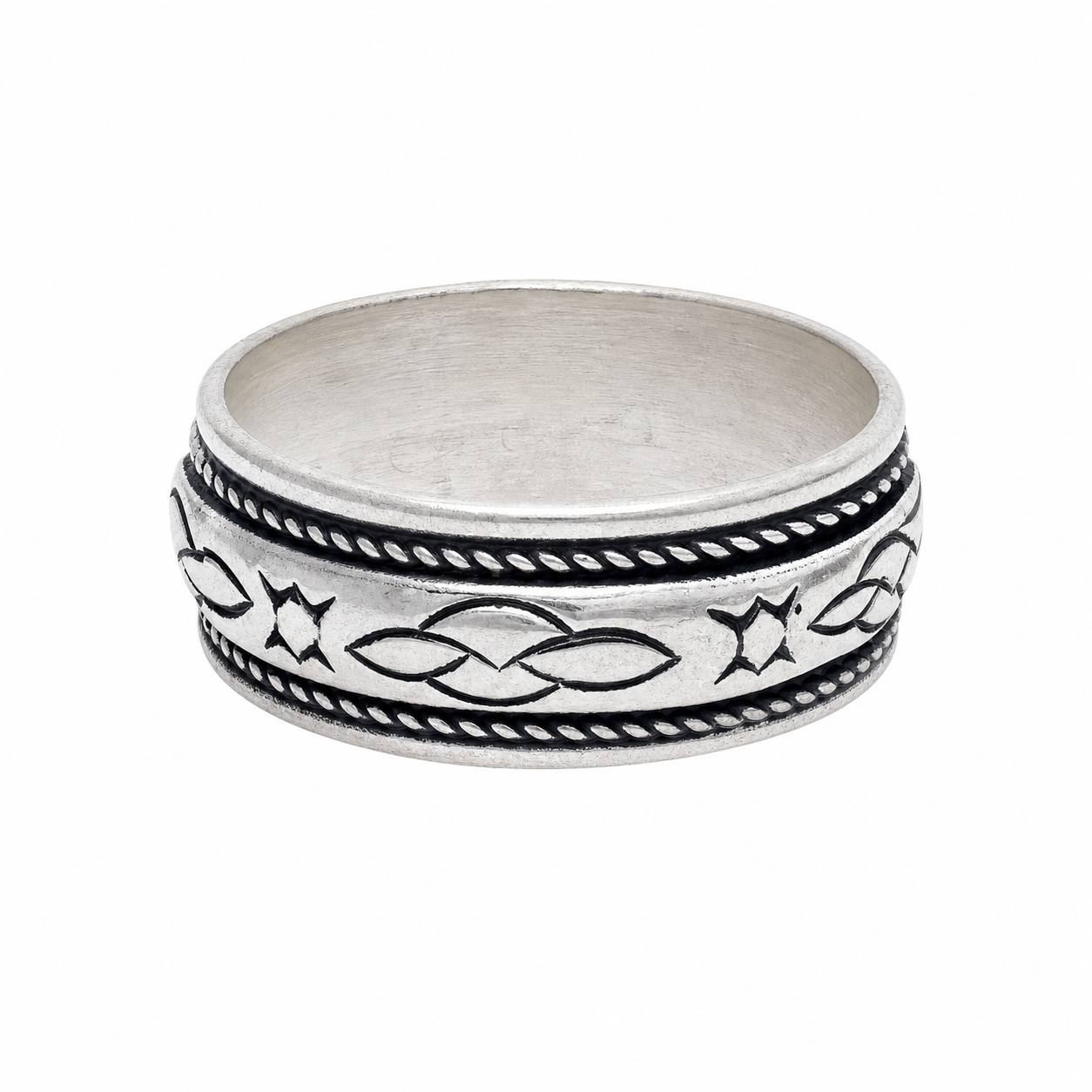 Vintage Handmade Berber Sterling Silver 925 Spinning, Spinner Silver Ring, Boho Meditation Band