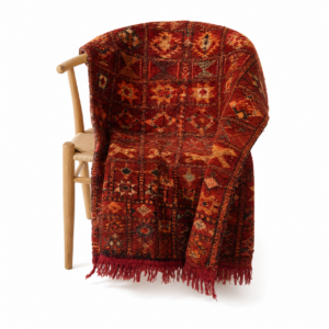Vintage Rug 5×4 ft – Red Tribal Wool Rug – Antique Berber Carpet – Boho Living Room Rug – Rehamna Area Rug – One of a Kind