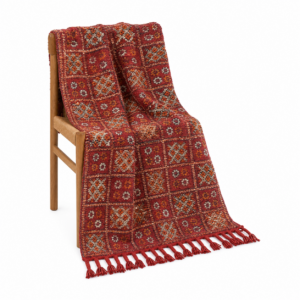 Vintage Rug 6×4 ft – Red Floral Wool Rug – Antique Berber Carpet – Boho Living Room Rug – Tribal Red Area Rug – One of a Kind