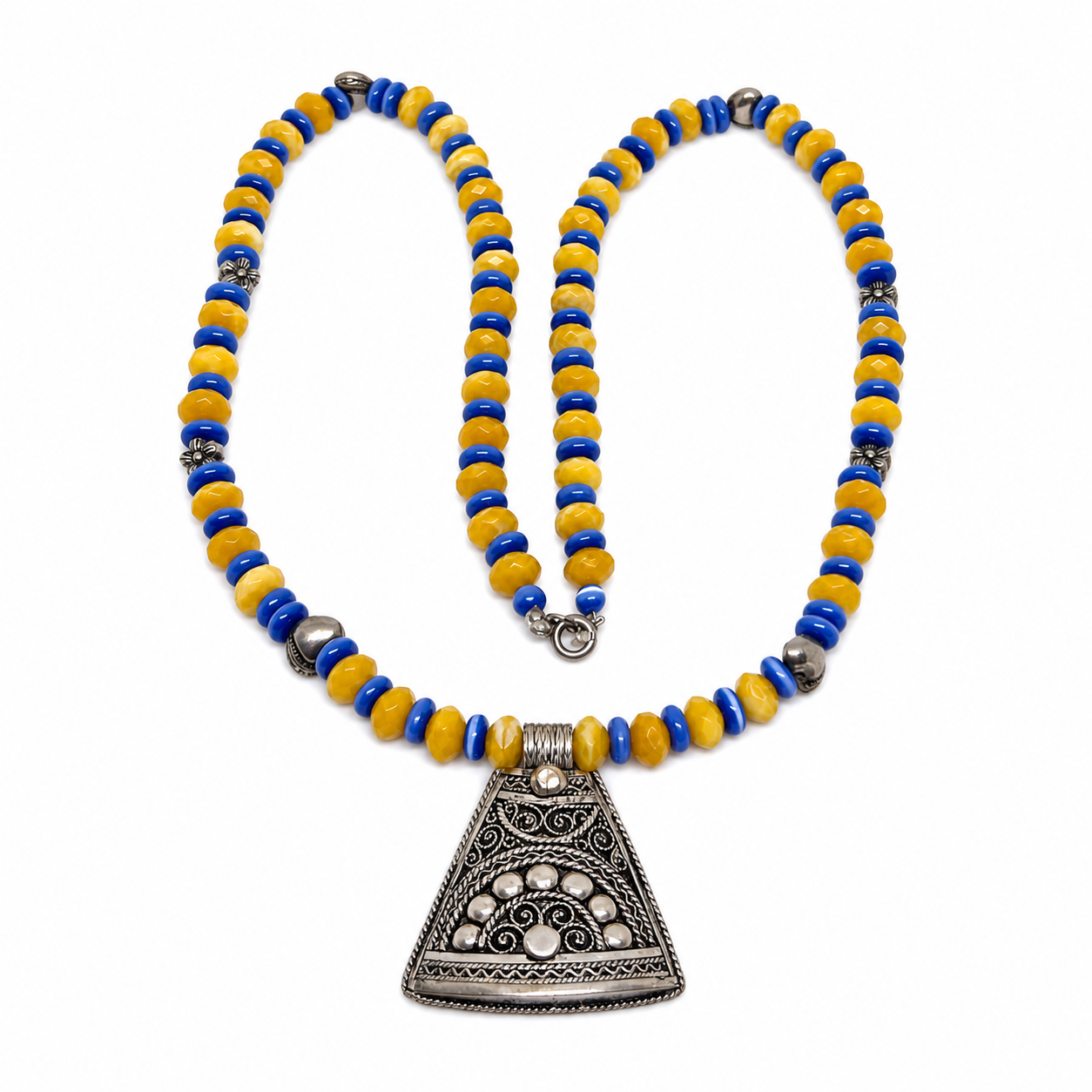 Vintage Silver Berber Necklace: African Tuareg Boho Jewelry