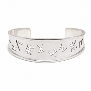 Yaz Z Sterling Silver Berber Symbol Tifinagh Cuff: Handmade Amazigh Tribal Bangle