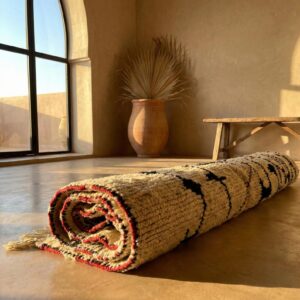 Large Wool Rug 8x10 – Ivory & Black Berber Tribal Rug