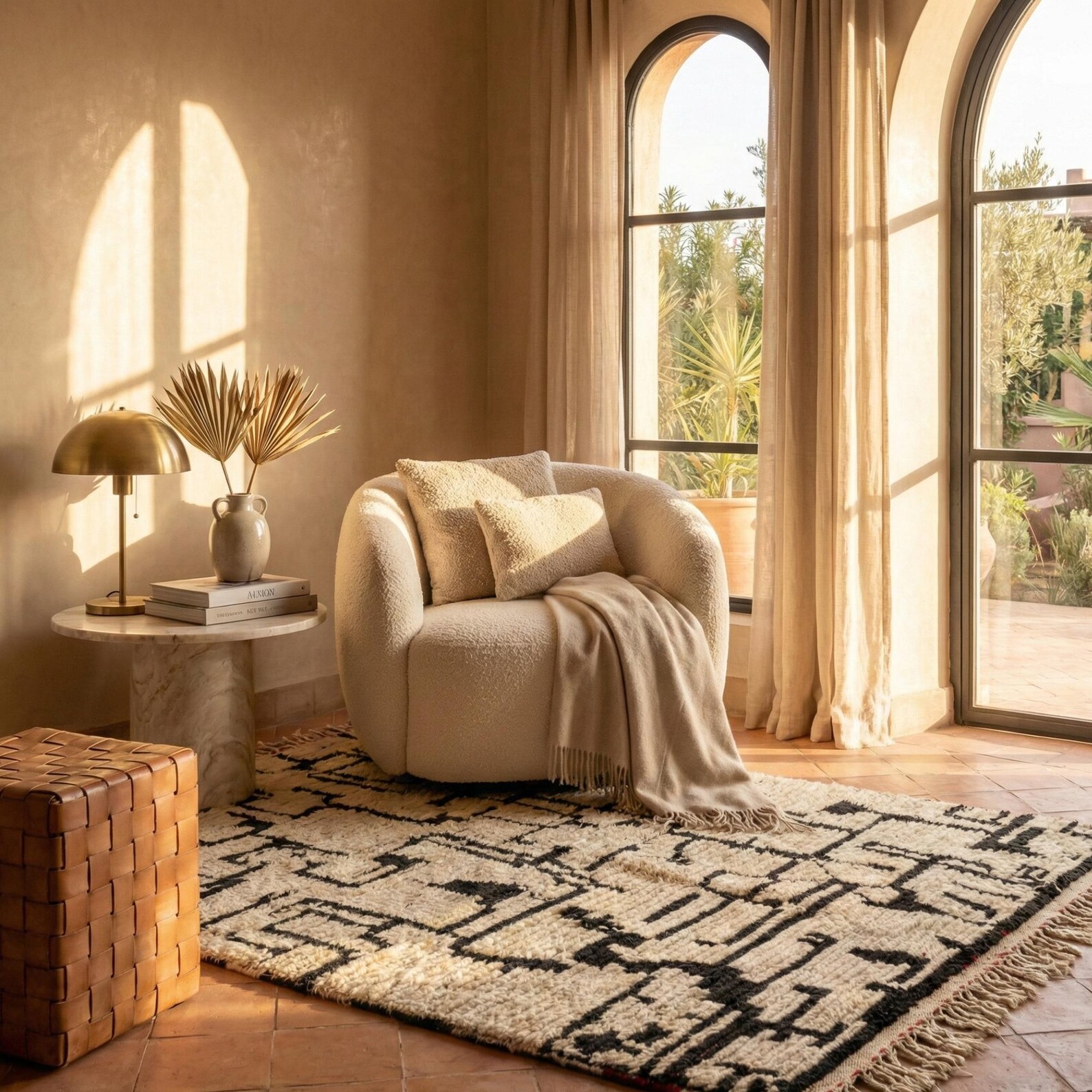 Large Wool Rug 8x10 – Ivory & Black Berber Tribal Rug - Image 14