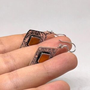 Tuareg Berber Amber Earrings: Sterling Silver African Tribal Jewelry