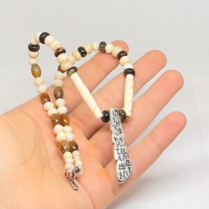 Antique African Bone Necklace: Wolf Fang Talisman, Tribal Jewelry