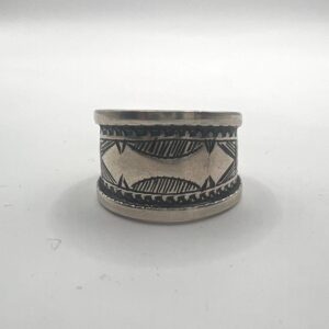 Tuareg Sterling Silver Amazigh Ring - Ethnic Engraved Berber Tribal African Boho (Size 56 FR)