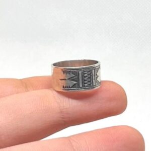 Handmade Sterling Silver Tuareg Cross Ring: Engraved Berber Ethnic Tribal Jewelry