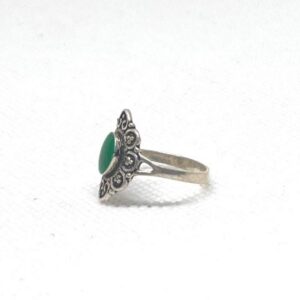 Amazigh Silver Ring Engagement Tourmaline Onyx For Women: Ethnic Tibetan Sterling Boho Tribal Jewelry