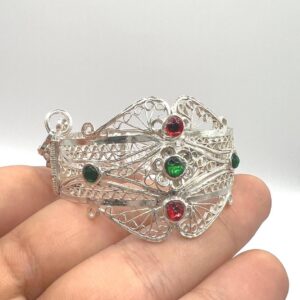 Vintage Handcrafted Berber Filigree Cuff Bracelet: Kabyle Plated Silver Jewelry