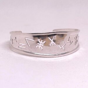 Yaz Z Sterling Silver Berber Symbol Tifinagh Cuff: Handmade Amazigh Tribal Bangle