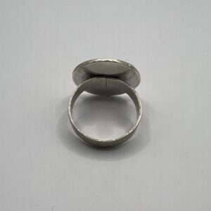 Kabyle Berber Ring: Sterling Silver, Enamel Coral - Handmade Adjustable Ring Size 10.5 US / 63.5 FR