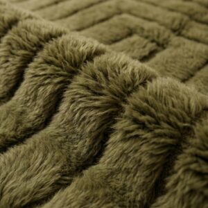 Mrirt Rug - Olive Green Luxury Wool Rug - Handmade Labyrinth Carved Rug - Ultra Plush Area Rug - Berber Carpet - Multiple Sizes