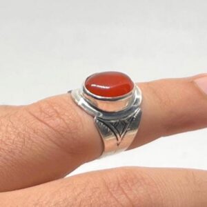 Tuareg Handmade Sterling Silver Carnelian Ring: Berber Tribal Jewelry, Size 8 US