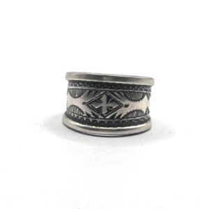 Sterling Silver Amazigh Ring - Hand-Engraved Berber Tribal Band (Size 7 US)