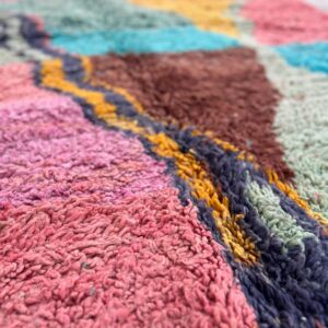 Rug 8x5 ft - Abstract Wool Rug - Color Block Berber Rug - Boho Area Rug Teal Pink - Handmade Living Room Rug - Art Rug