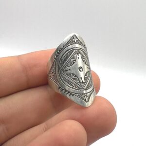 Handmade Sterling Silver Tuareg Ring: Tribal Engraved Boho Ethnic Jewelry (Size 8)