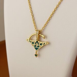 Amazigh 18K Gold Vermeil Tizerzit Pendant Green Necklace