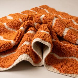 Boujaad Rug - Terracotta Ivory Wool Rug - Handmade Zigzag Rug - Cottagecore Area Rug - Earthy Berber Carpet - Multiple Sizes