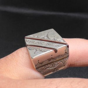 Handmade Tuareg Sterling Silver Ring: Berber Tribal Jewelry, Size US 8, 57 EU
