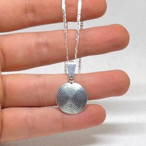Amazigh Sterling Silver Necklace: Handmade Engraved Spiral Pendant