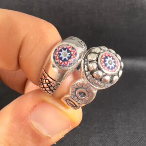 Handmade Berber Sterling Silver Ring: Tribal Rosetta Bead