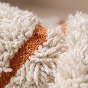 Beni Ourain Rug - Ivory Orange Wool Rug - Handmade Abstract Rug - Fluffy Boho Area Rug - Terracotta Berber Carpet - Multiple Sizes