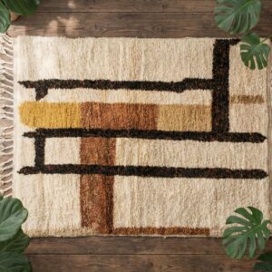 Hand-Knotted Beni Ourain Rug - Authentic Berber Wool, Shag Tribal Carpet