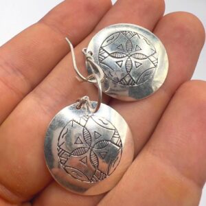 Tuareg Sterling Silver Amazigh Yaz Symbol Bohemian Earrings: Berber Jewelry