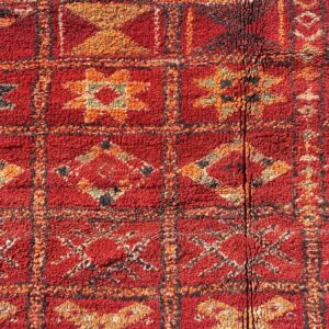 Vintage Rug 5x4 ft - Red Tribal Wool Rug - Antique Berber Carpet - Boho Living Room Rug - Rehamna Area Rug - One of a Kind