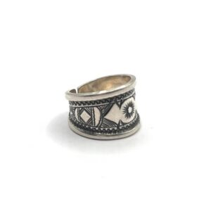 Sterling Silver Amazigh Ring - Hand-Engraved Berber Tribal Band (Size 7 US)
