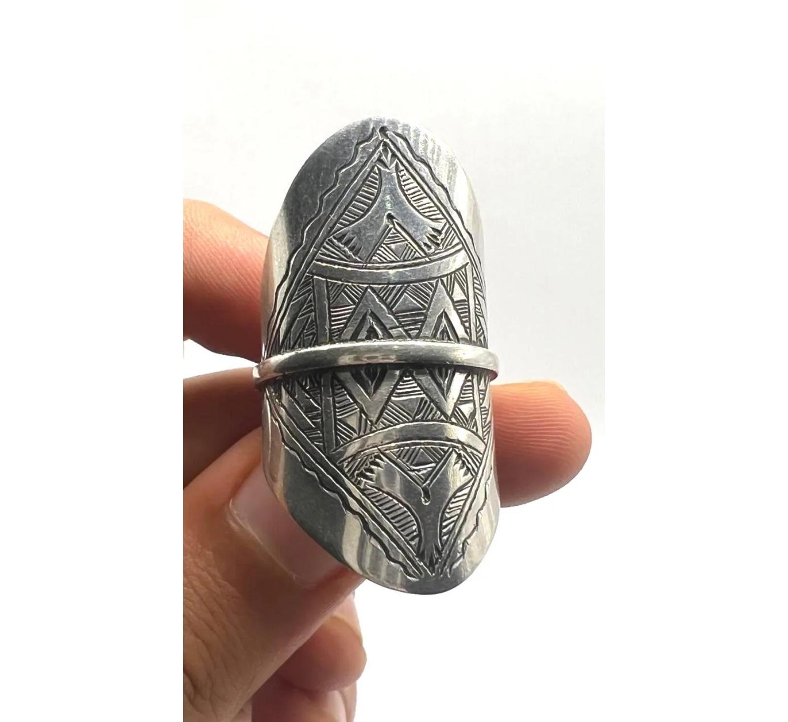 Handmade Sterling Silver Berber Ring: Tribal Tuareg Jewelry, Size 65 FR / 11 US