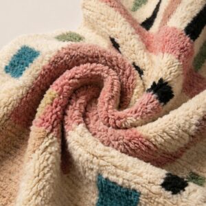 Boujaad Rug - Ivory Pink Abstract Wool Rug - Handmade Art Rug - Pastel Boho Area Rug - Colorful Berber Carpet - Multiple Sizes