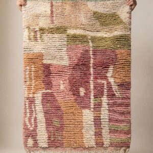 Boujaad Rug - Earthy Terracotta Wool Rug - Handmade Abstract Rug - Pink Sage Boho Area Rug - Neutral Berber Carpet - Multiple Sizes
