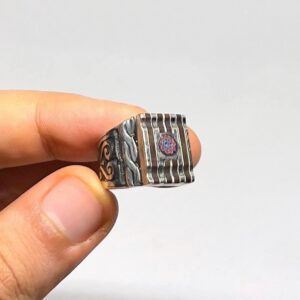 Berber Silver Ring: Tuareg African Handmade Chevron Bead Tribal Jewelry
