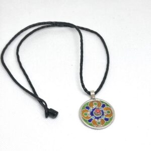Amazigh Yaz Symbol Enamel Silver Pendant: Berber Kabyle Sterling Necklace