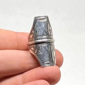 Berber Sterling Silver Ring: Engraved Tuareg Tribal Jewelry, Size 9 US