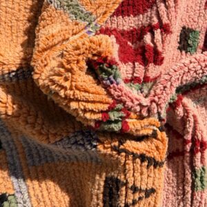 Boujaad Rug - Peach Sage Green Wool Rug - Handmade Geometric Rug - Earthy Boho Area Rug - Colorful Berber Carpet - Multiple Sizes