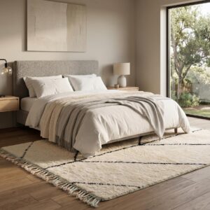 Handmade Berber Carpet Ivory & Black