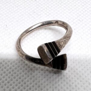 Handmade Tuareg Cross Sterling Silver Ring: Ebony Inlay, Adjustable Band