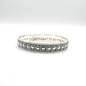 Vintage Sterling Silver Bangle: Handmade Berber Tribal Engraved Bracelet