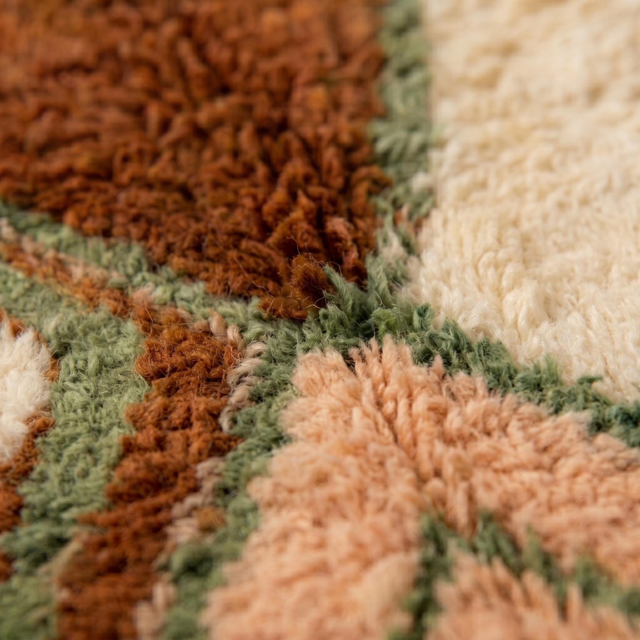 Azilal Rug - Ivory Sage Green Blush Wool Rug - Handmade Tribal Diamond Rug - Soft Boho Area Rug - Berber Carpet - Multiple Sizes