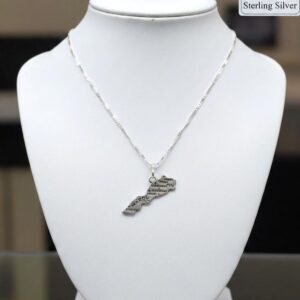 Handmade Map Pendant Necklace in Sterling Silver 925 : Berber Jewelry