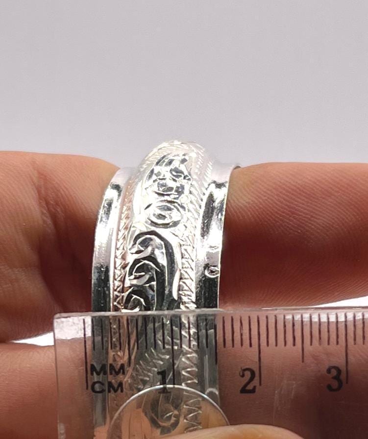 Cuff Silver Bracelet Handmade Berber Tribal Bangle Ethnic African Tuareg Engraved Simple Sterling