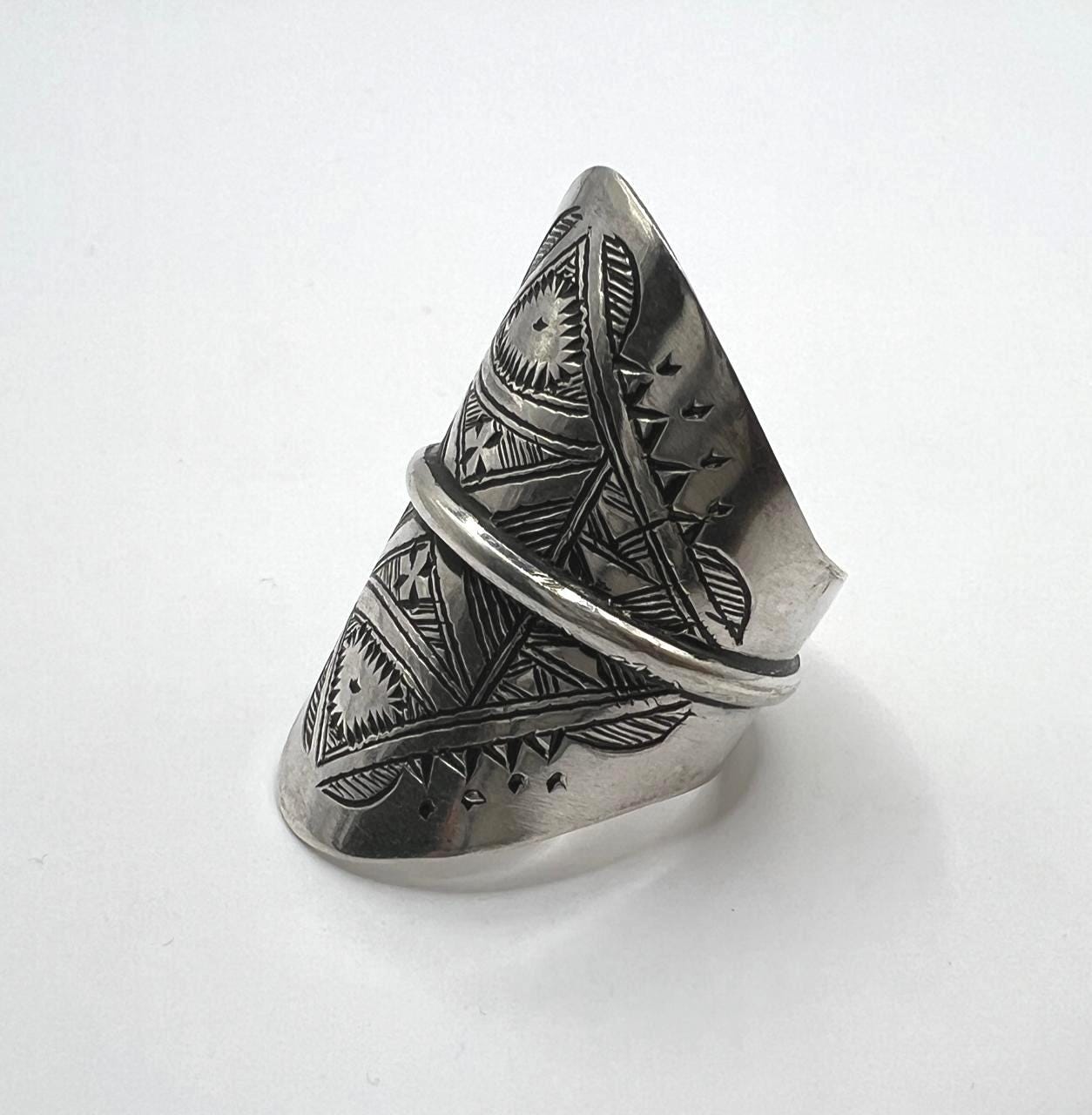 Tuareg Sterling Silver Ring: Berber Tribal Boho Ethnic Jewelry (Size 11)