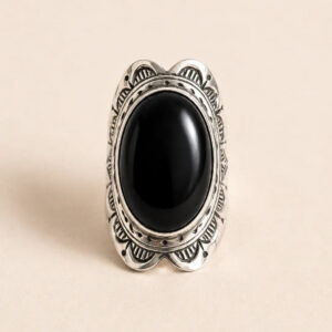 Amazigh Silver Ring – Tallast Black Onyx Tribal Design