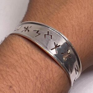 Yaz Z Sterling Silver Berber Symbol Tifinagh Cuff: Handmade Amazigh Tribal Bangle