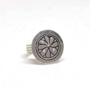 Antique Berber Silver Niello Flower Ring, Tribal Jewelry Size 9 US