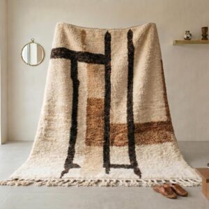 Hand-Knotted Beni Ourain Rug - Authentic Berber Wool, Shag Tribal Carpet