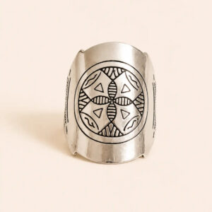 Amazigh Silver Shield Ring – Azru Geometric Tribal Design